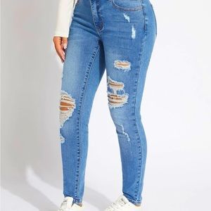 SHEIN SXY Ripped Skinny Jeans